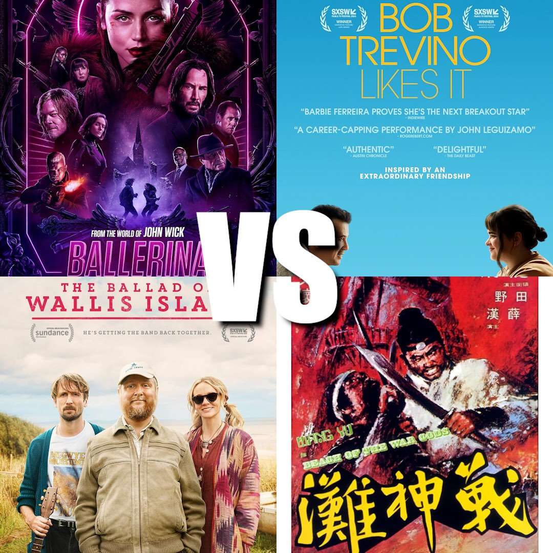 278. Ballerina VS Bob Trevino Likes It; How to Train your Dragon VS The Front Room; Tornado VS Clarkson's Farm; The Ballad of Wallis Island VS Beach of the War Gods