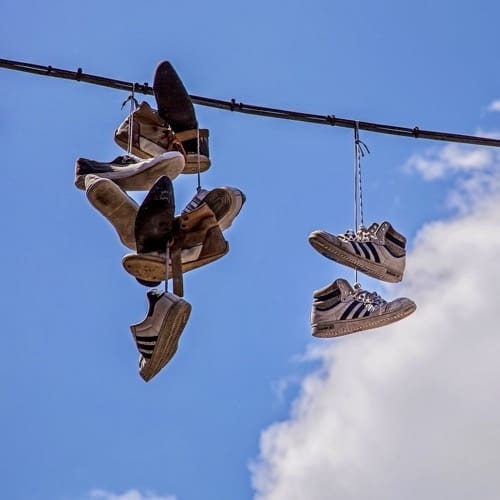 Shabby Sneakers and Flung Footwear