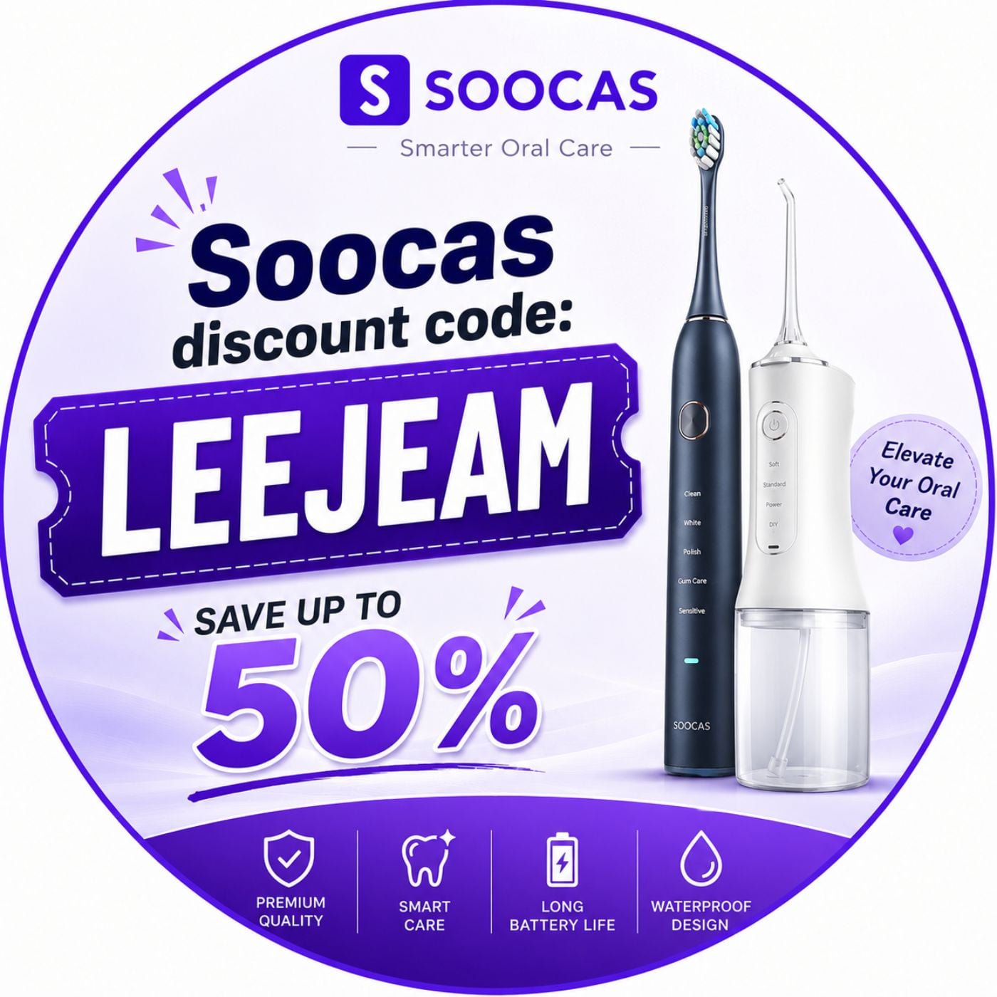 Soocas discount code: LEEJEAM - Up to 50% off podcast artwork