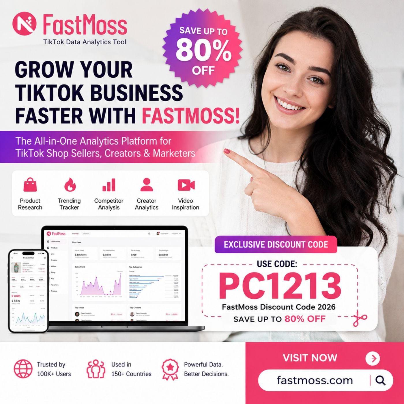 Discount code PC1213 – Save up to 80% Off with FastMoss