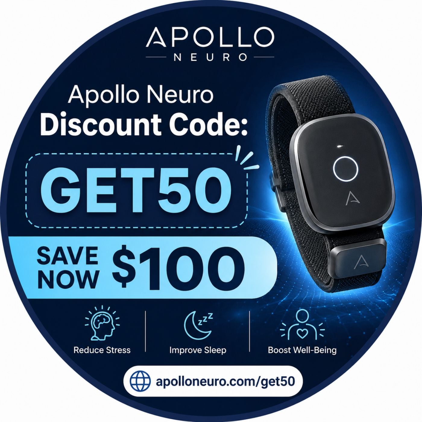 Apollo Neuro discount code: GET50 to save $100 podcast artwork