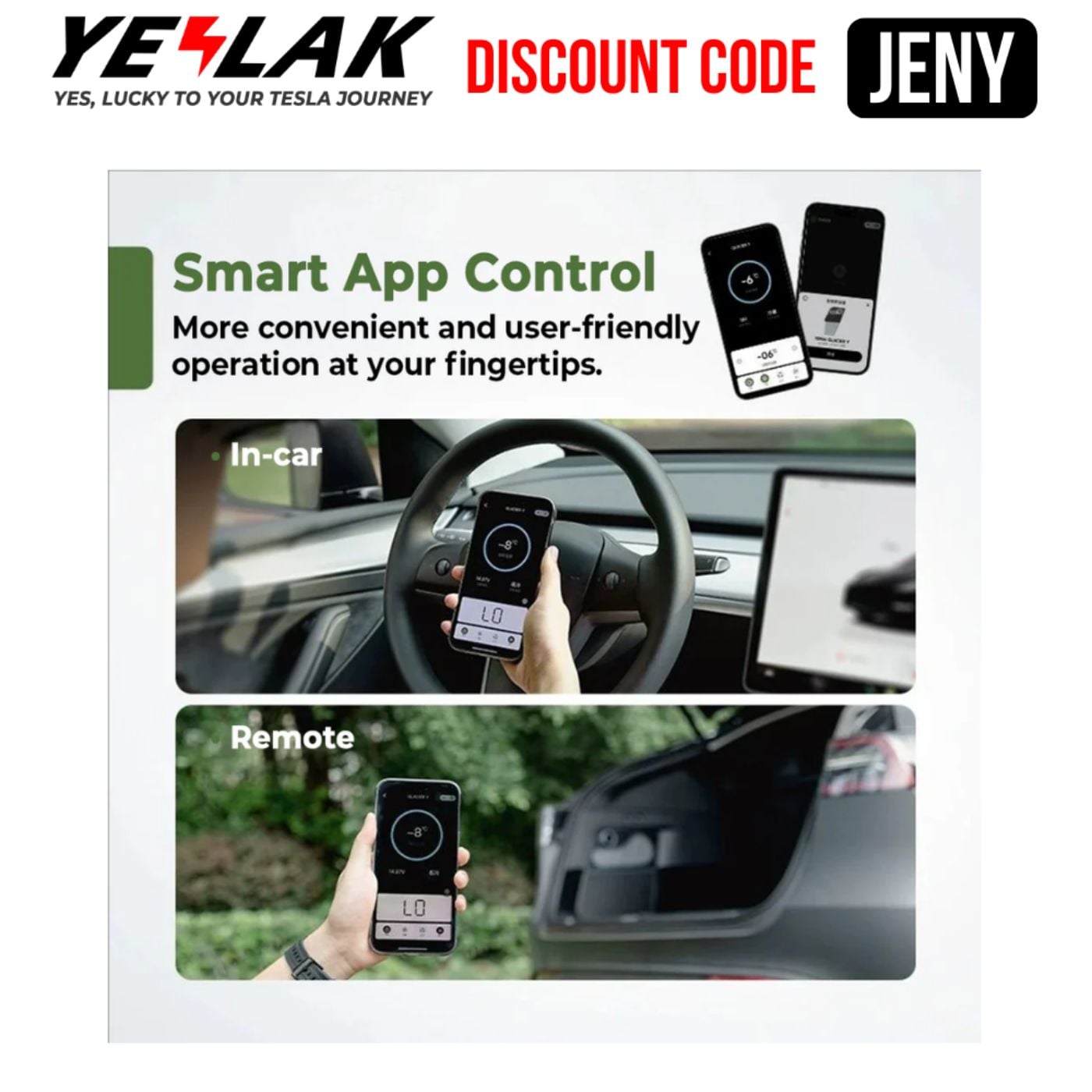 Yeslak Promo Code JENY - Get extra 20% OFF all products