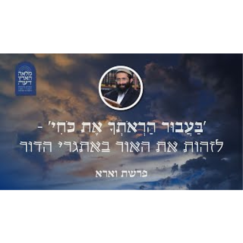 פרשת וארא • 'בַּעֲבוּר הַרְאֹתְךָ אֶת כֹּחִי' - לזהות את האור באתגרי הדור